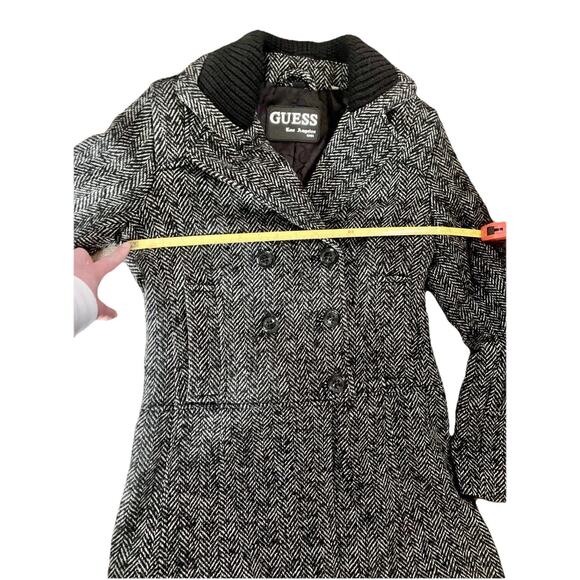 VTG 90s GUESS LA 1981 Wool Blend Double-Breasted Lined Tweed Peacoat WMNS SZ SM - Picture 14 of 16